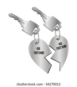 couple of silver keys with break heart