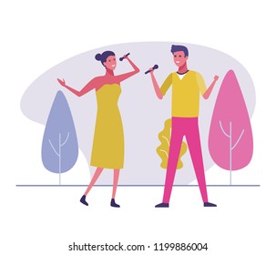 couple singing outdoors