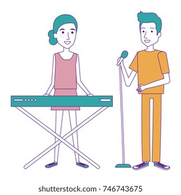 couple singing and playing synthesizer