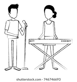 couple singing and playing synthesizer