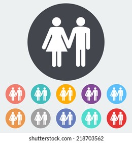 Couple. Single flat icon on the circle. Vector illustration.