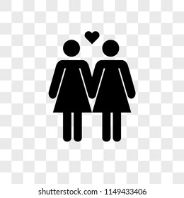 Couple of sisters loving each other vector icon on transparent background, Couple of sisters loving each other icon