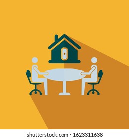 couple sit in front of house flat vector icon - ui icon vector