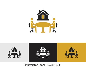 couple sit in front of house glyph vector icon - ui icon vector