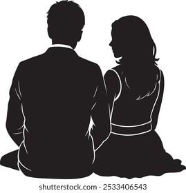 Couple sitting from behind silhouette