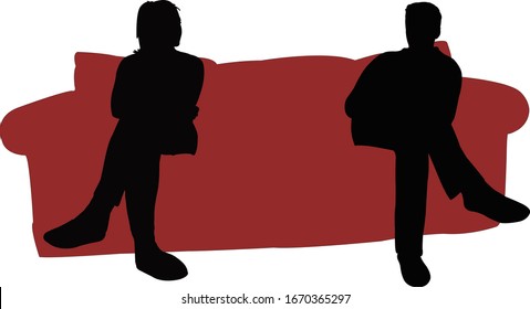 a couple sitting body silhouette vector