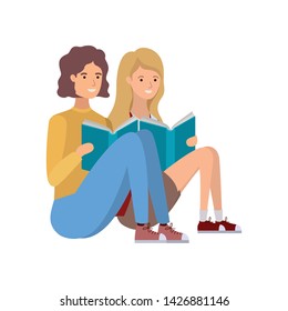 couple sitting with book in hands