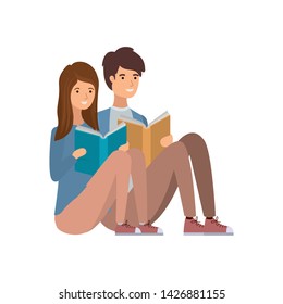 couple sitting with book in hands