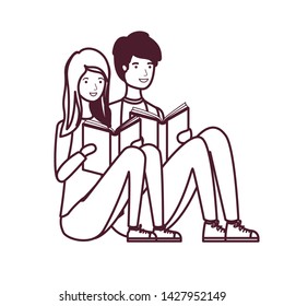 couple sitting with book in hands