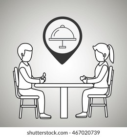 couple sitting dinner vector illustration eps 10