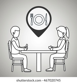 couple sitting dinner vector illustration eps 10