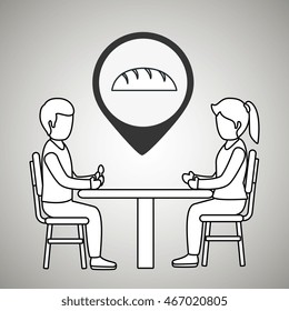 couple sitting dinner vector illustration eps 10