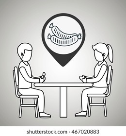 couple sitting dinner vector illustration eps 10