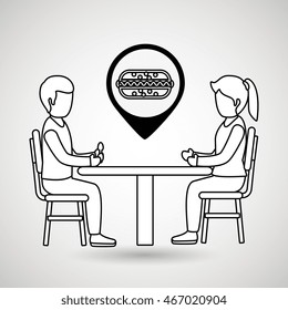couple sitting dinner vector illustration eps 10