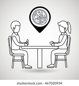 couple sitting dinner vector illustration eps 10