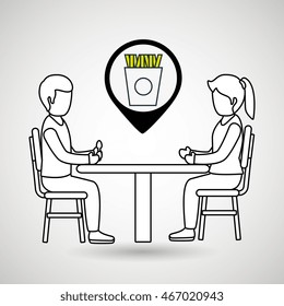 couple sitting dinner vector illustration eps 10