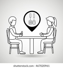 couple sitting dinner vector illustration eps 10