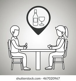 couple sitting dinner vector illustration eps 10