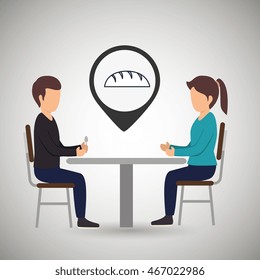 couple sitting dinner vector illustration eps 10
