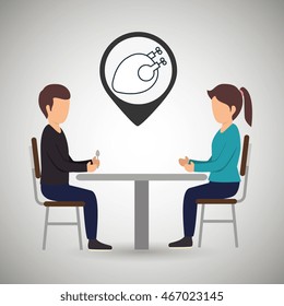 couple sitting dinner vector illustration eps 10