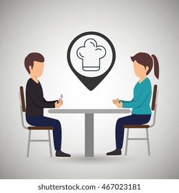 couple sitting dinner vector illustration eps 10