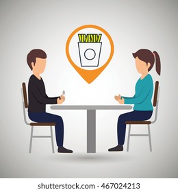 couple sitting dinner vector illustration eps 10