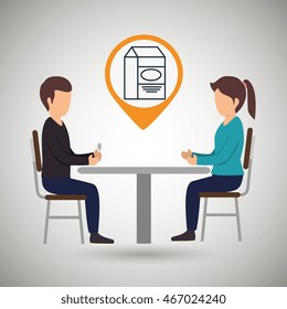 couple sitting dinner vector illustration eps 10