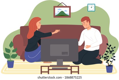 Couple Watching Tv Excited のイラスト素材 画像 ベクター画像 Shutterstock