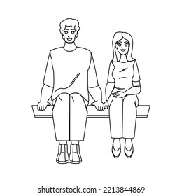 Couple Sitting Line Pencil Drawing Vector Stock Vector (Royalty Free ...