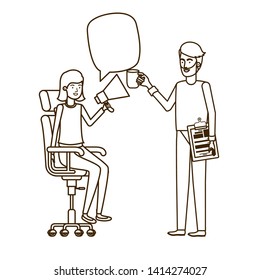 couple with sitting in office chair avatar character