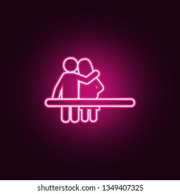 the couple is sitting on a bench icon. Elements of Family in neon style icons. Simple icon for websites, web design, mobile app, info graphics