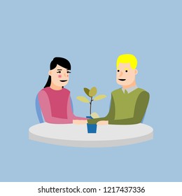 couple sitting on the date vector illustration for web	

