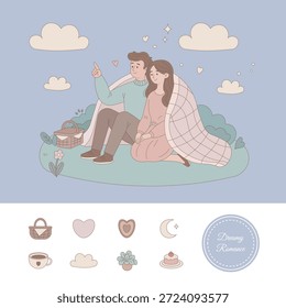 Pareja sentada en la hierba afuera.