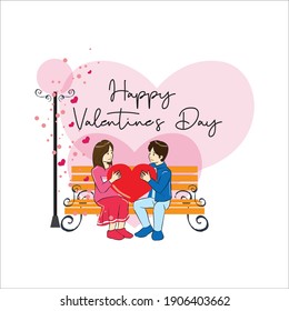 
A couple sitting on a park bench by a park lamp on Valentine's Day