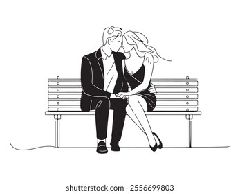 couple sitting on a park bench with boyfriend