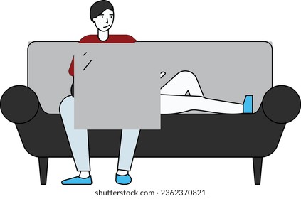 The couple is sitting on a sofa.