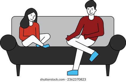 The couple is sitting on a sofa.