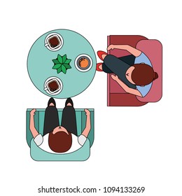 couple sitting on sofa on a date with cup of tea