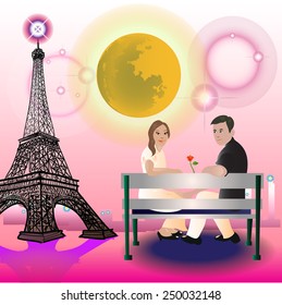 Couple Sitting in Paris.