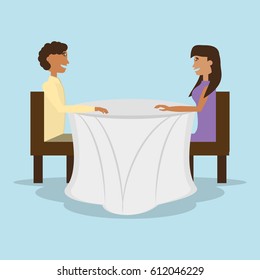 couple sitting in restaurant table