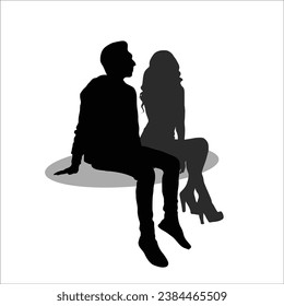 Vector de material de silueta de sentada de pareja