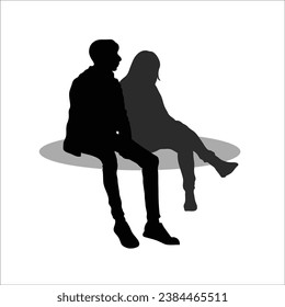 Couple sitting silhouette stock vector