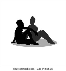 Couple sitting silhouette stock vector