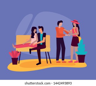 couple sitting in sofa and romantic man woman romantic activities vector illustration