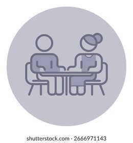 Couple sitting at table, deep in conversation, focus on each other, showcasing connection. Discussions and sharing thoughts concept