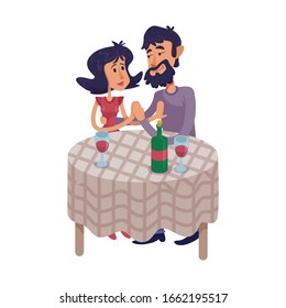 Couple sitting at table flat cartoon vector illustration. Man and woman having romantic date. Ready to use 2d character template for commercial, animation, printing design. Isolated comic hero