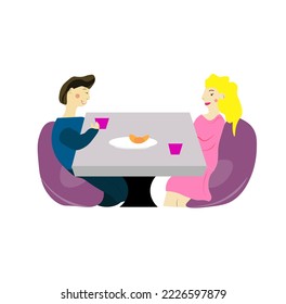 couple is sitting at the table, Couple in love. Couple have lunch in cafe or restorant, boy and girl together