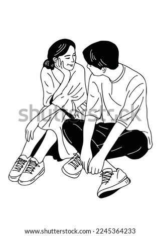 couple sitting together loving each other
the lifestyle of the people in the garden hand drawn