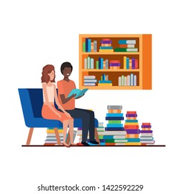 couple sitting in the work office avatar character