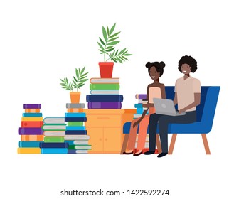 couple sitting in the work office avatar character